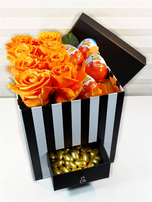 Orange Roses, Chocolates and Almonds